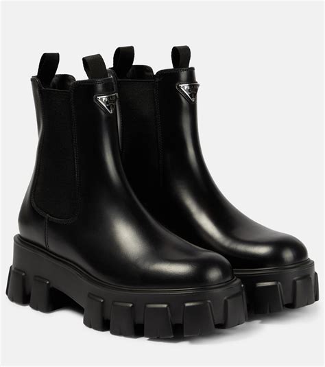 prada chelsea monolith boots|prada 55 leather ankle boots.